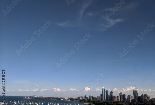 Panorama of City with Blue Sky and Clouds