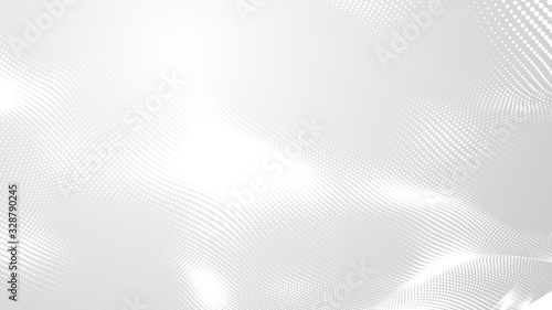 Wallpaper Mural Dot white gray wave light technology texture background. Abstract big data digital concept. 3d rendering. Torontodigital.ca