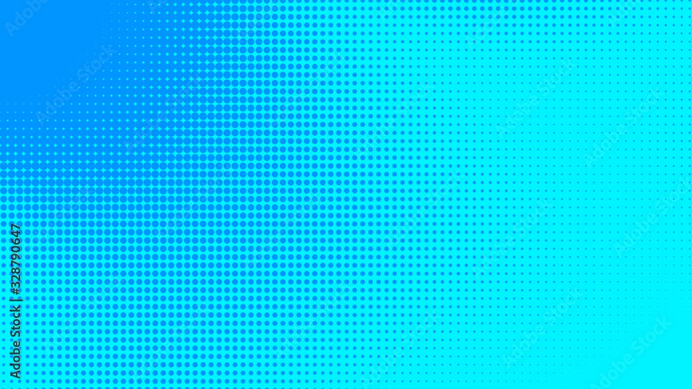 Dots halftone blue color pattern gradient texture with technology digital background. Dots pop art comics with summer background.