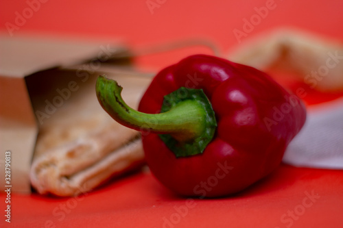 red pepper on a wooden board