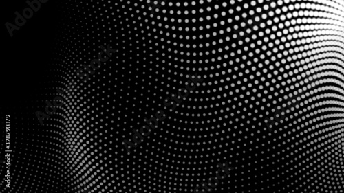 Dot white black wave technology texture background. Abstract big data digital concept. 3d rendering.