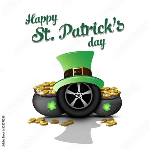 Happy St. Patricks day and car wheel