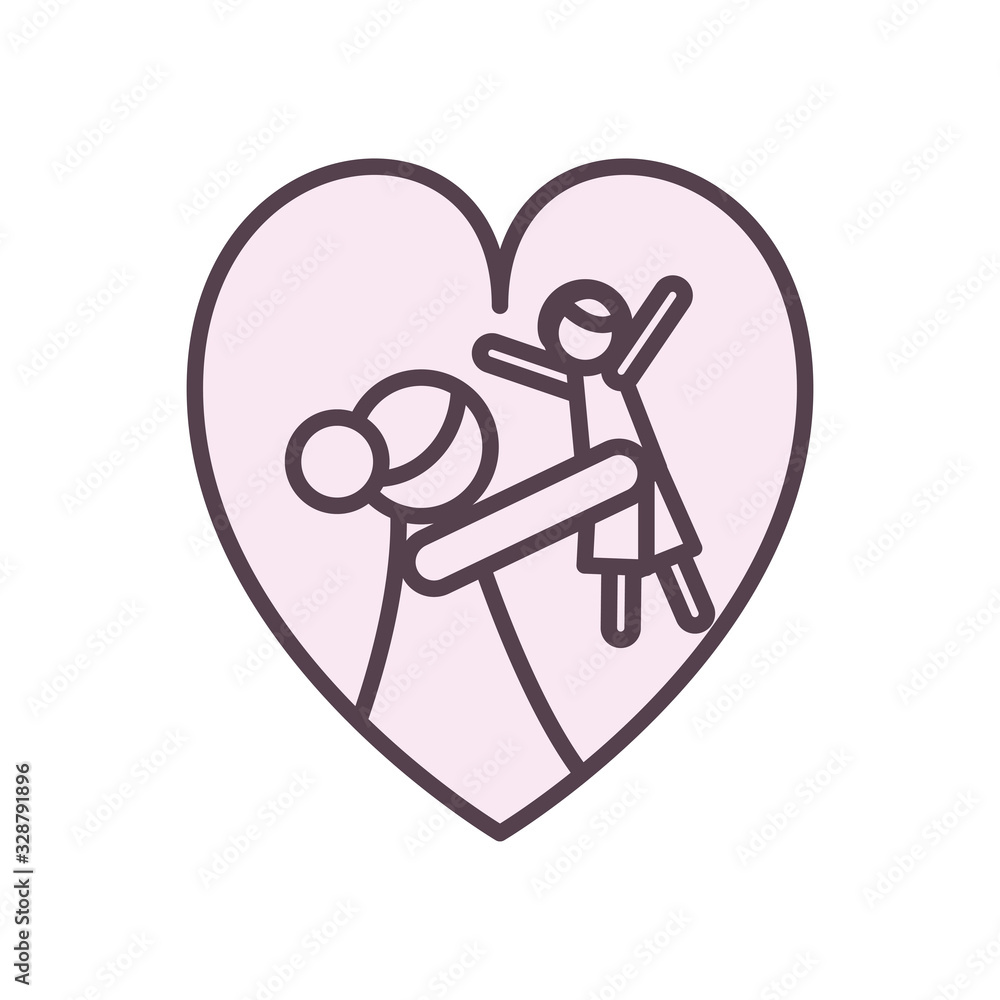 Mother with son inside heart line style icon vector design Mother with son inside heart line style icon vector design