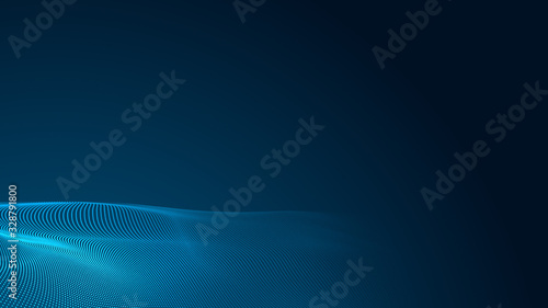 Dot blue wave light screen gradient texture background. Abstract technology big data digital background. 3d rendering.