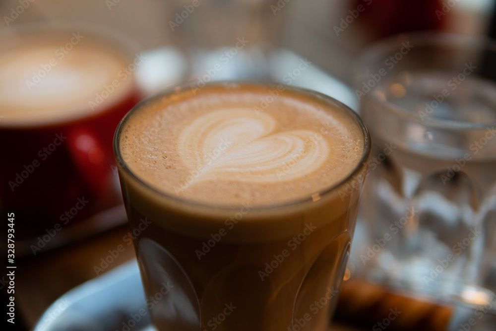 Latte Art Heart Design Close Up Latte Art Heart Design Close Up