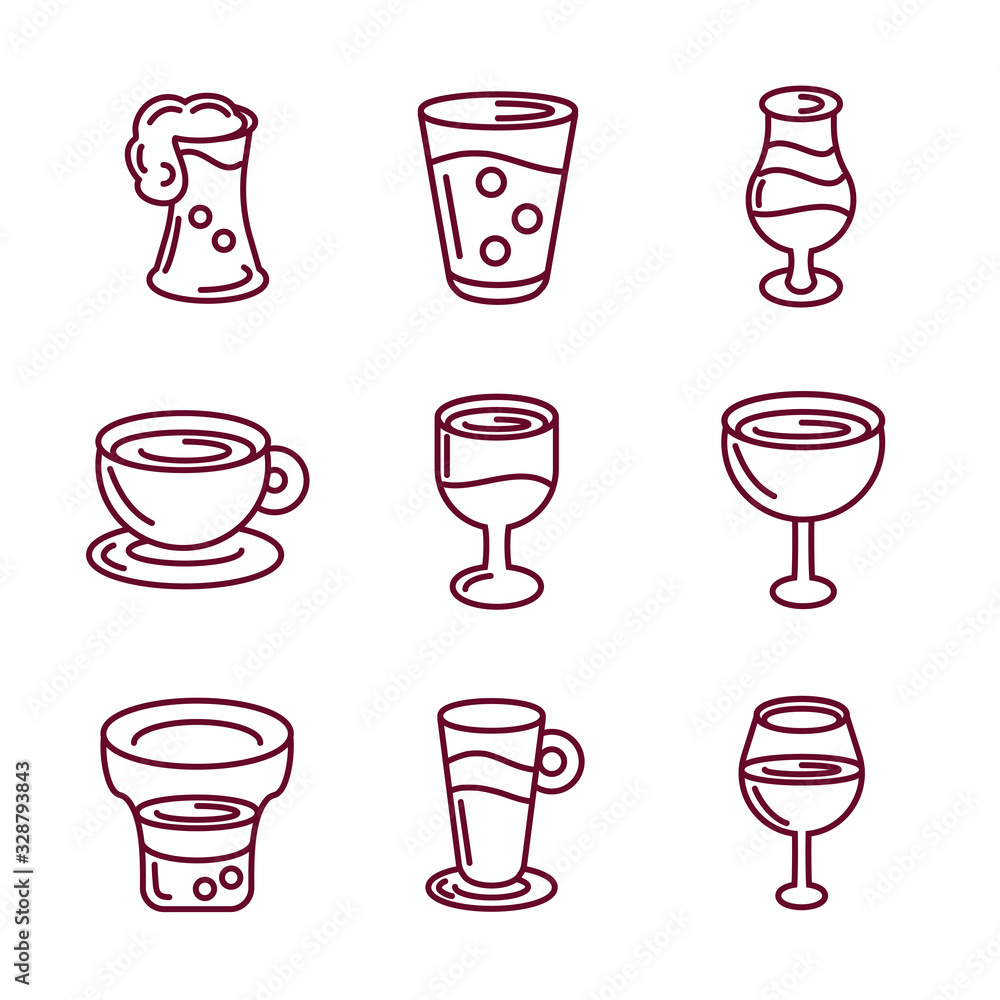 © djvstock - beverages and drinks icon set, line style © djvstock - beverages and drinks icon set, line style