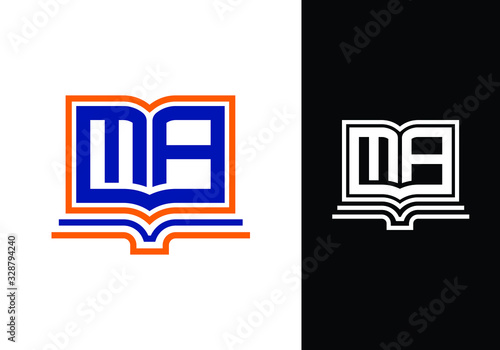 Initial Letter M A logo template. Book Library logo Concept