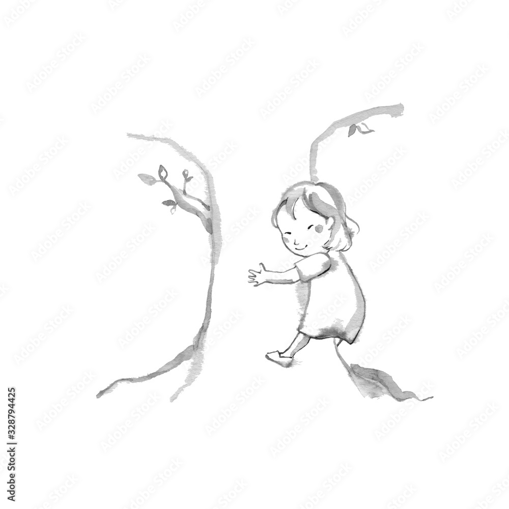 木に抱きつく女の子 線描 Stock イラスト Adobe Stock 木に抱きつく女の子 線描 Stock イラスト Adobe Stock