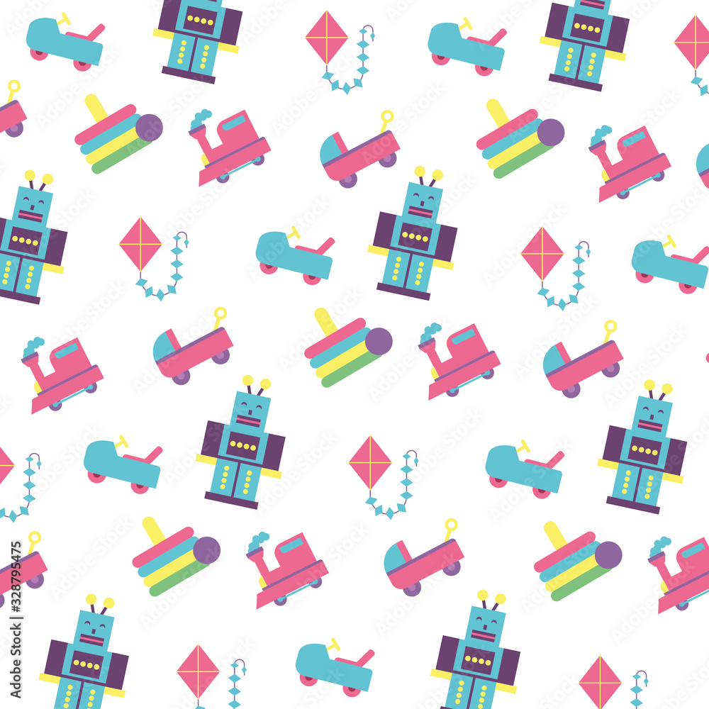 pattern of toys for small children on white background pattern of toys for small children on white background