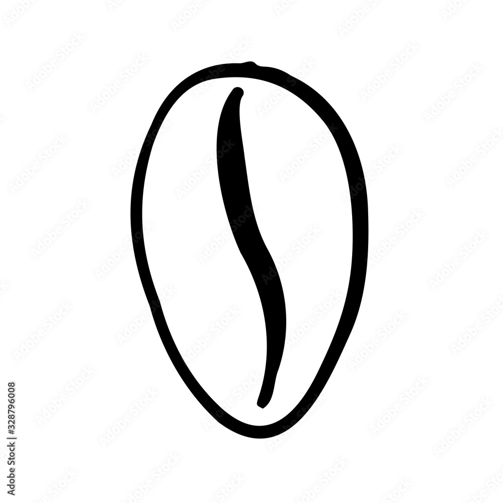 Single hand drawn coffee bean. Doodle vector illustration for greeting cards, posters, stickers and seasonal design. Single hand drawn coffee bean. Doodle vector illustration for greeting cards, posters, stickers and seasonal design.