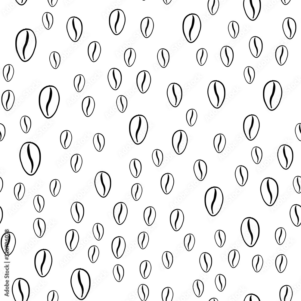 Cute sweet pattern in doodle style. coffee bean in vector. Abstract geometric design for decoration interior, print posters, card, banner, wrapping.