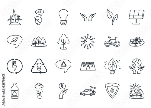 Isolated ecology line style icon set vector design