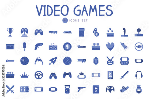Isolated 50 videogame line style icon set vector design