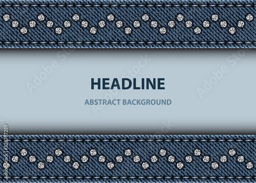 Denim stripes with sequin zig-zag