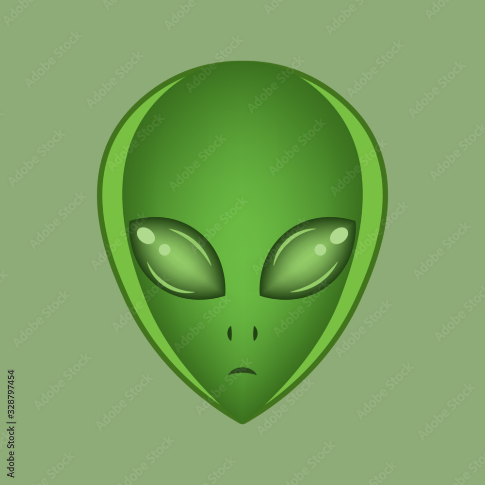Green alien face, vector illustration. Green alien face, vector illustration.