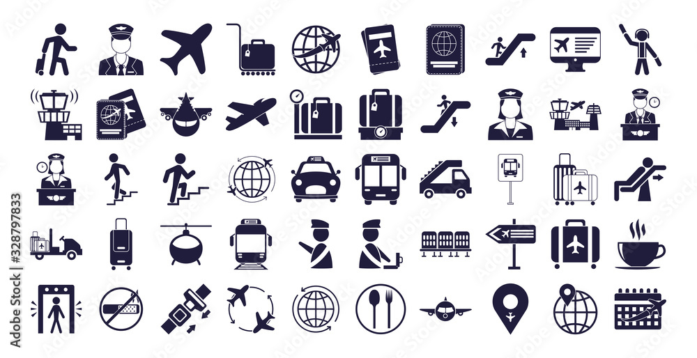 bundle of airport set icons bundle of airport set icons