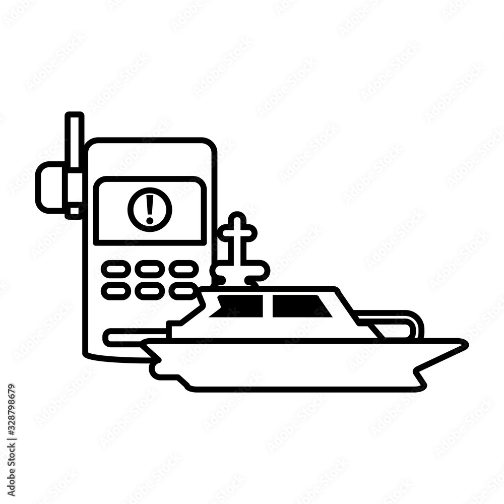 boat with walkie talkie on white background boat with walkie talkie on white background