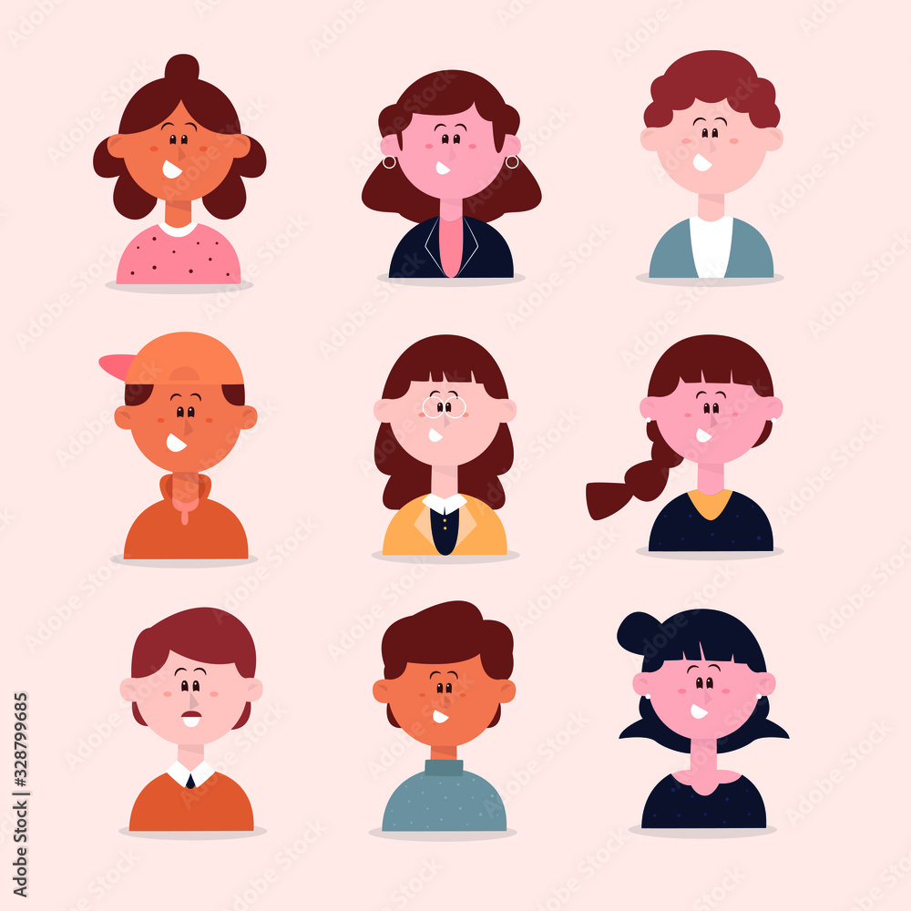 people avatar girl and boy. flat design illustration people avatar girl and boy. flat design illustration