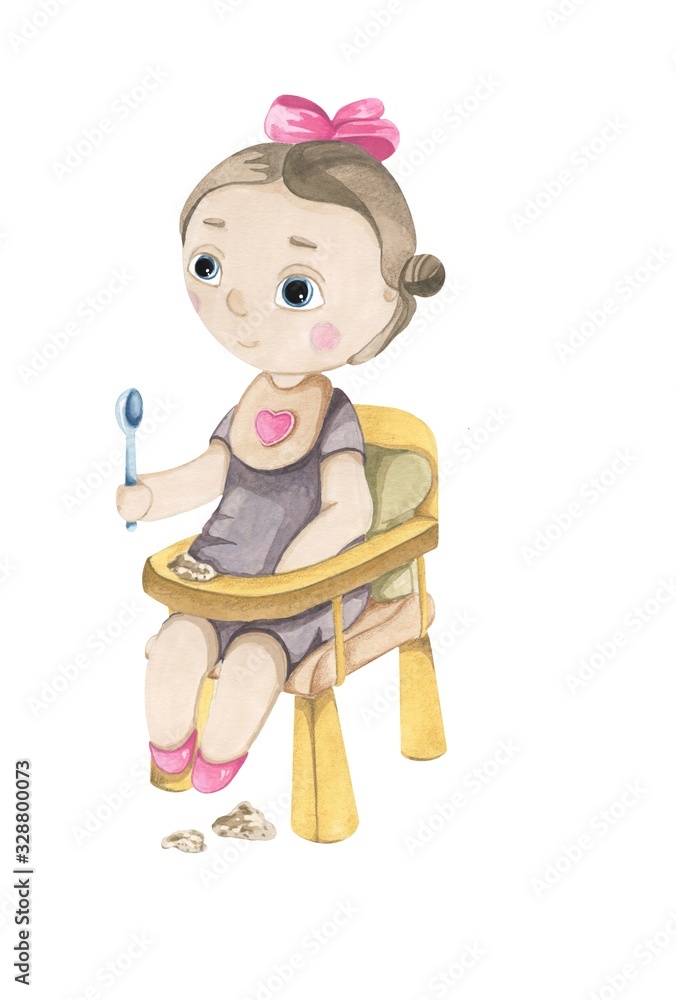 a cute baby girl doll on the white flat background wearing beautiful cloth. Cute newborn watercolor baby. New born child illustration girl, boy painting. Baby shower isolated birthday painting card. a cute baby girl doll on the white flat background wearing beautiful cloth. Cute newborn watercolor baby. New born child illustration girl, boy painting. Baby shower isolated birthday painting card.
