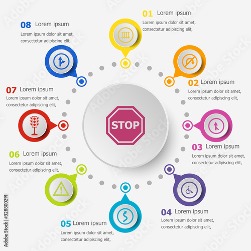 Infographic template with road sign icons