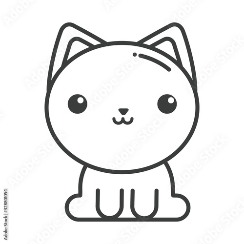 cute cat on white background, line style icon