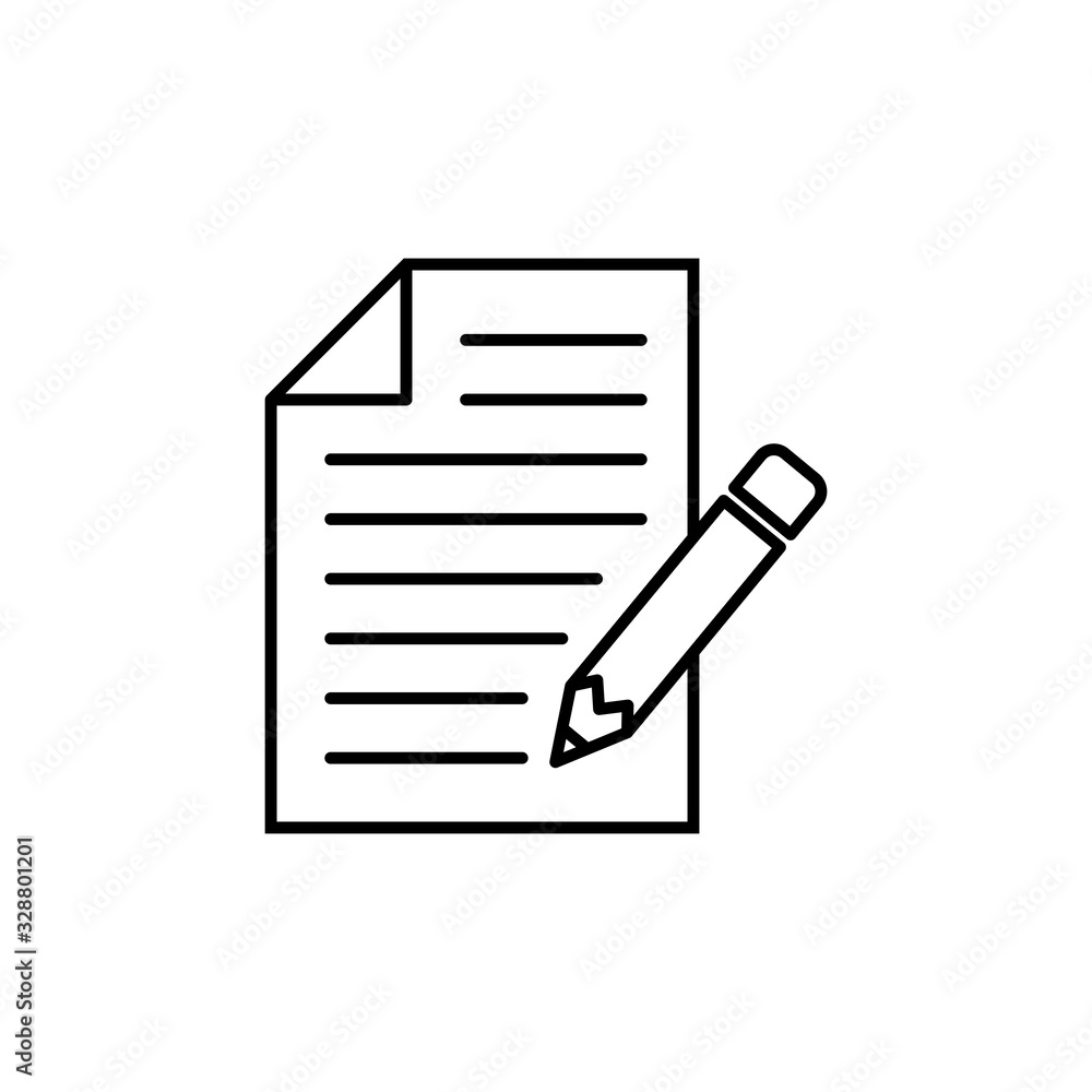 Note icon isolated on white background. Taking note icon vector. Edit line icon. Document write. Content writing Note icon isolated on white background. Taking note icon vector. Edit line icon. Document write. Content writing