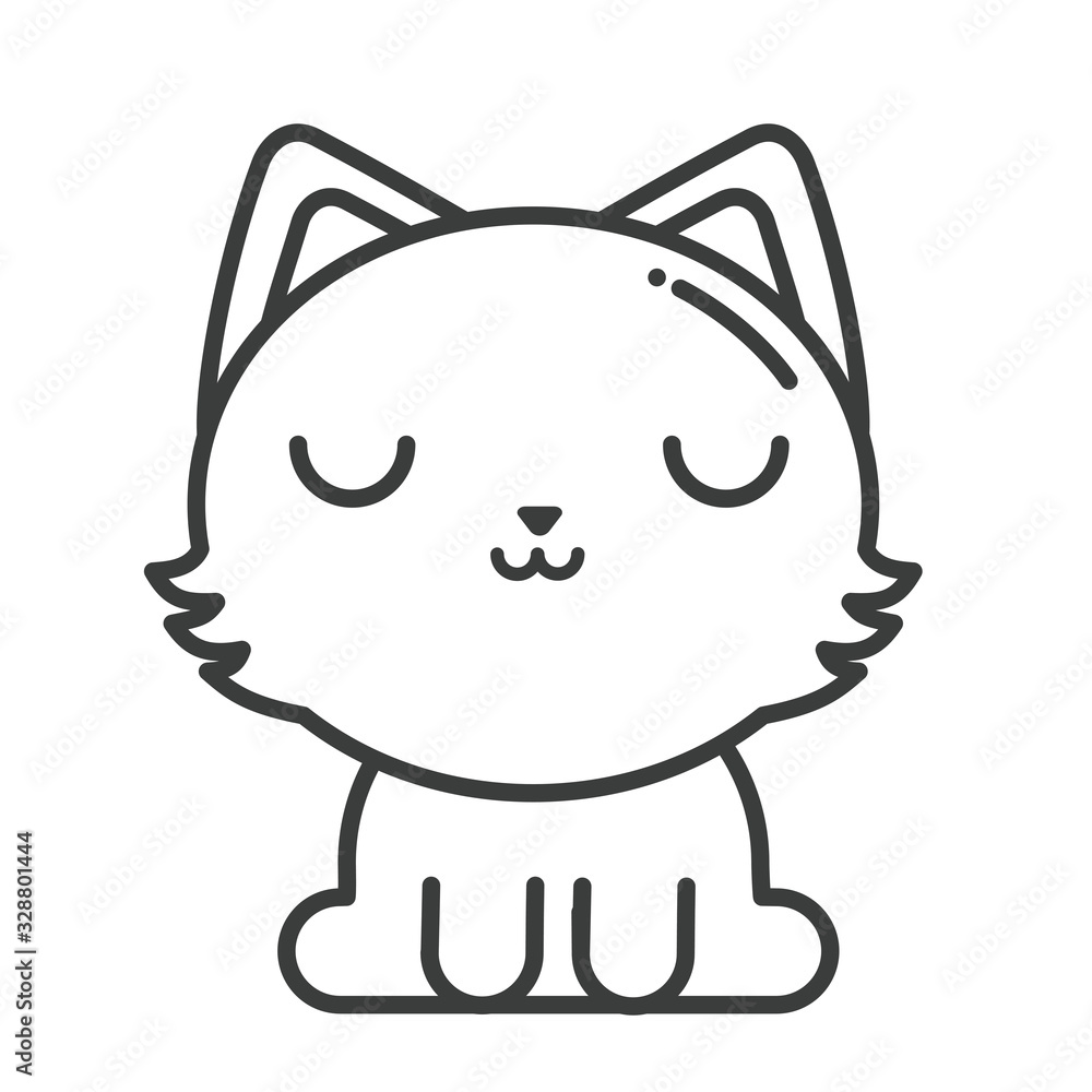 cute cat on white background, line style icon cute cat on white background, line style icon