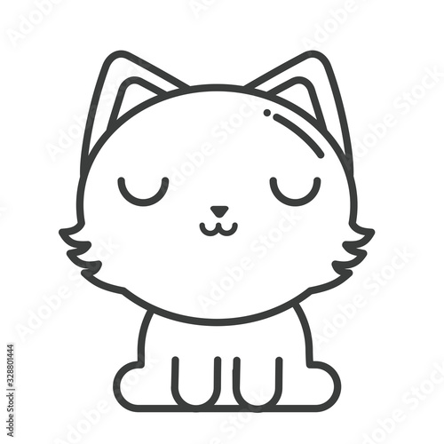 cute cat on white background, line style icon