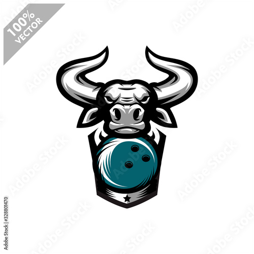 Bowling Bull team logo design. Scalable and editable vector.