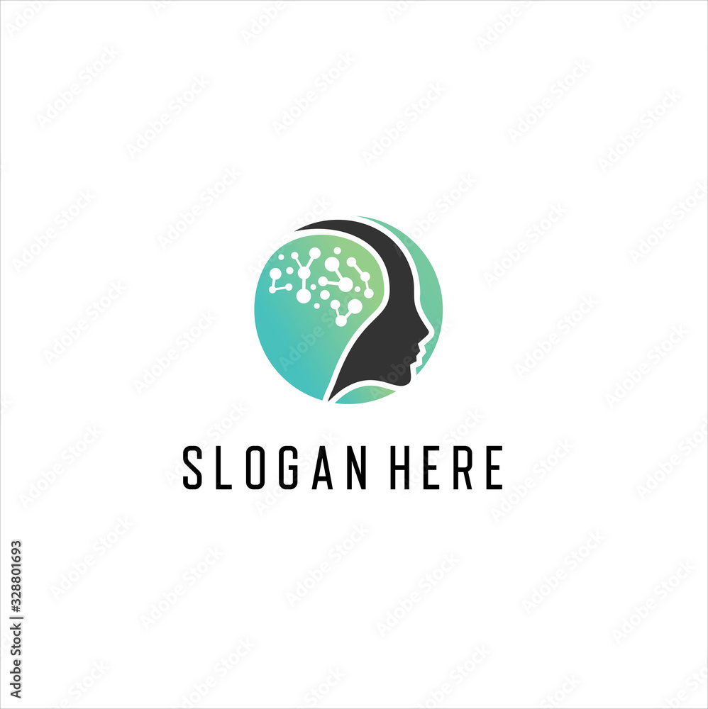 Vector symbol of human head. Profile face. Blue color isolated on white background. Concept sign for business, science, psychology, medicine. Creative sign design Man silhouette. Modern logo Vector symbol of human head. Profile face. Blue color isolated on white background. Concept sign for business, science, psychology, medicine. Creative sign design Man silhouette. Modern logo
