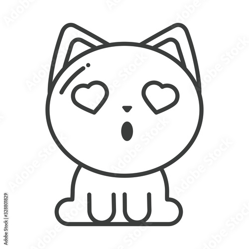 cute cat on white background, line style icon
