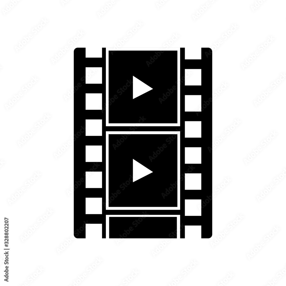 Isolated movie play strip silhouette style icon vector design Isolated movie play strip silhouette style icon vector design