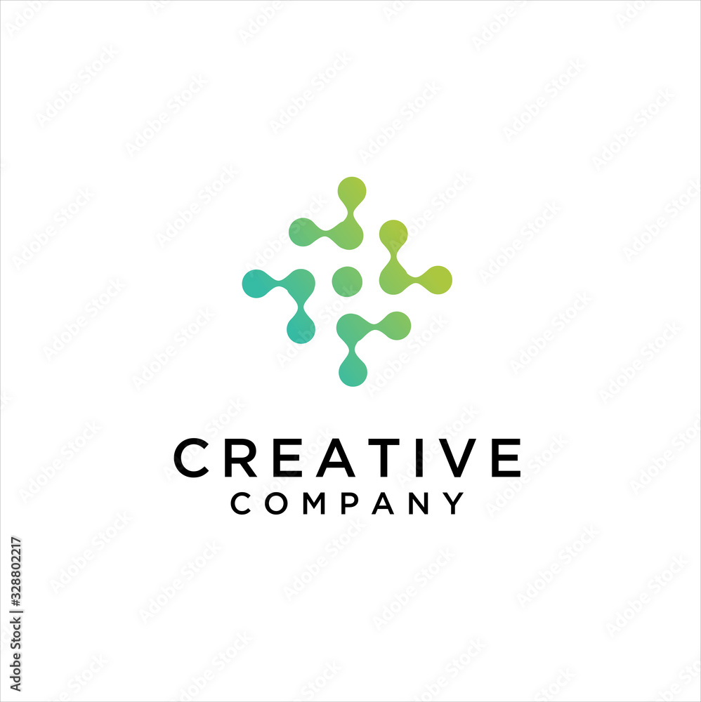 abstract technology logo with circle dot connect abstract technology logo with circle dot connect