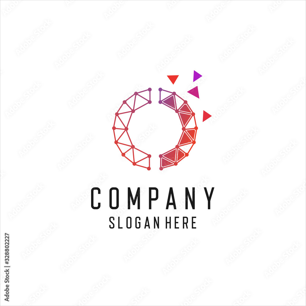 Digital Pixel Initial Letter O, O C Logo Design Template Digital Pixel Initial Letter O, O C Logo Design Template