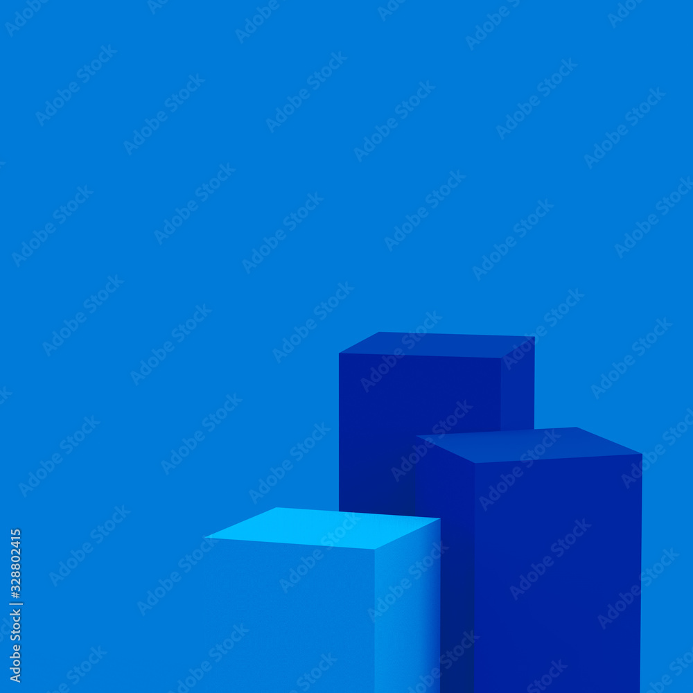 3d blue cubes square podium minimal studio background. Abstract 3d geometric shape object illustration render. Phantom blue color.Display for technology Innovation product. 3d blue cubes square podium minimal studio background. Abstract 3d geometric shape object illustration render. Phantom blue color.Display for technology Innovation product.