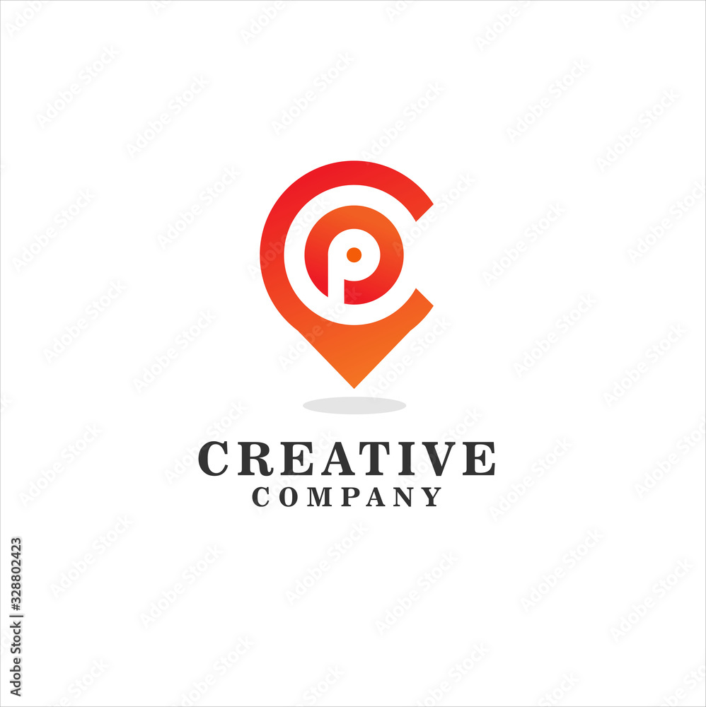 Letter P Pin Point Logo Design Element