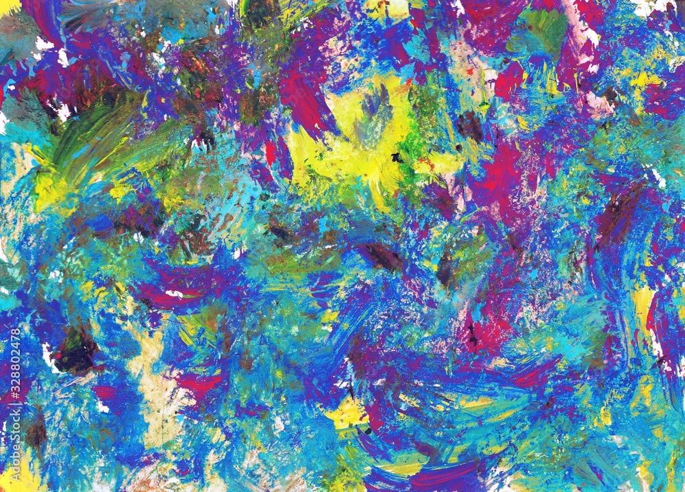 Colorful grunge vibrant psychedelic abstract texture. Contemporary painting. 