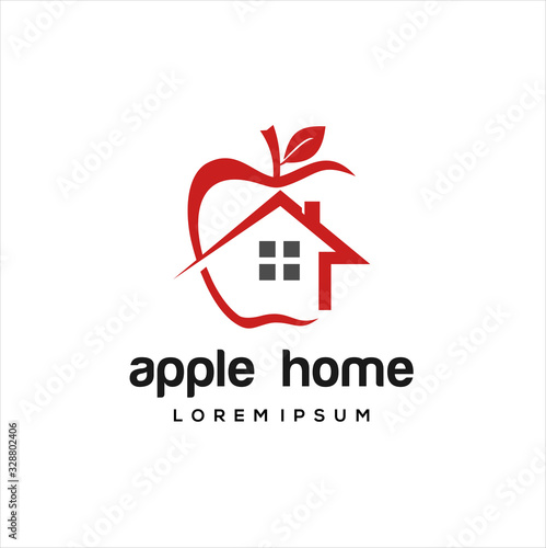 Apple and home logo sign symbol in flat style on white background