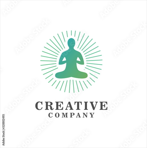 Yoga Sun Icon Logo Design Element
