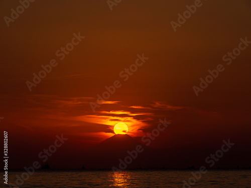 Sunset over Mt. Fuji  Diamond Fuji  Japan