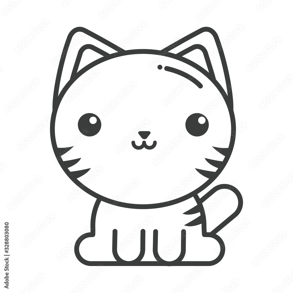 cute cat on white background, line style icon cute cat on white background, line style icon