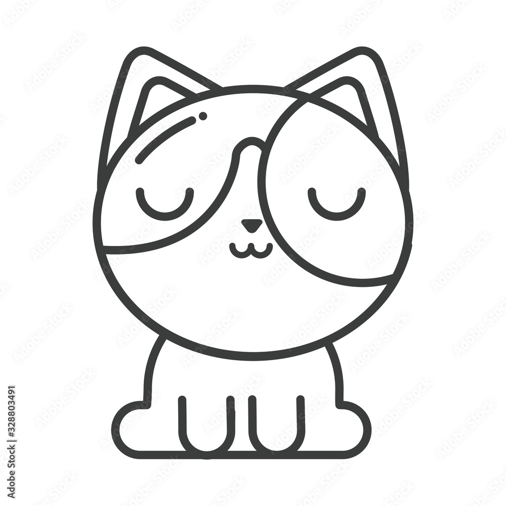 cute cat on white background, line style icon cute cat on white background, line style icon
