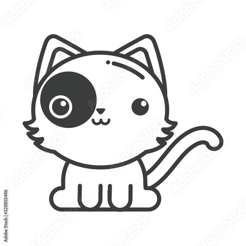 cute cat on white background, line style icon