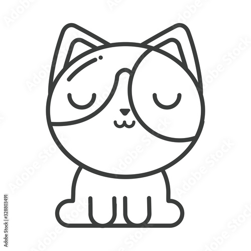 cute cat on white background, line style icon