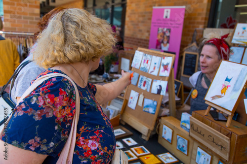 Woman shopping at an artisan market