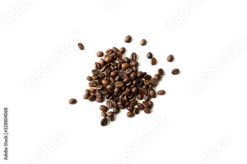 Close up of coffee bean isolated on white background