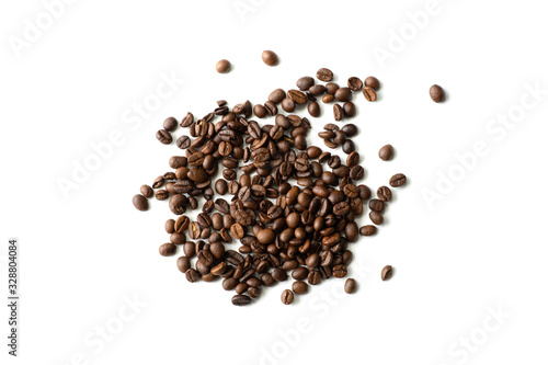 Close up of coffee bean isolated on white background