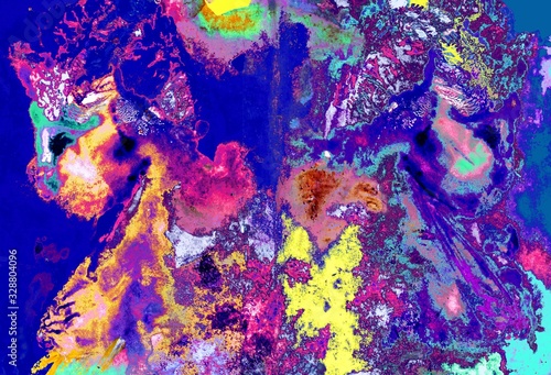 Fototapeta Naklejka Na Ścianę i Meble -  Colorful grunge vibrant psychedelic abstract texture. Contemporary painting. 
