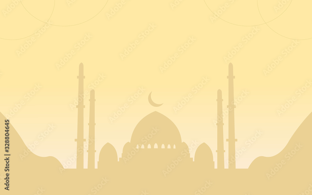 Mosque vector background illustration. Islamic background for Ramadan Kareem greeting card.