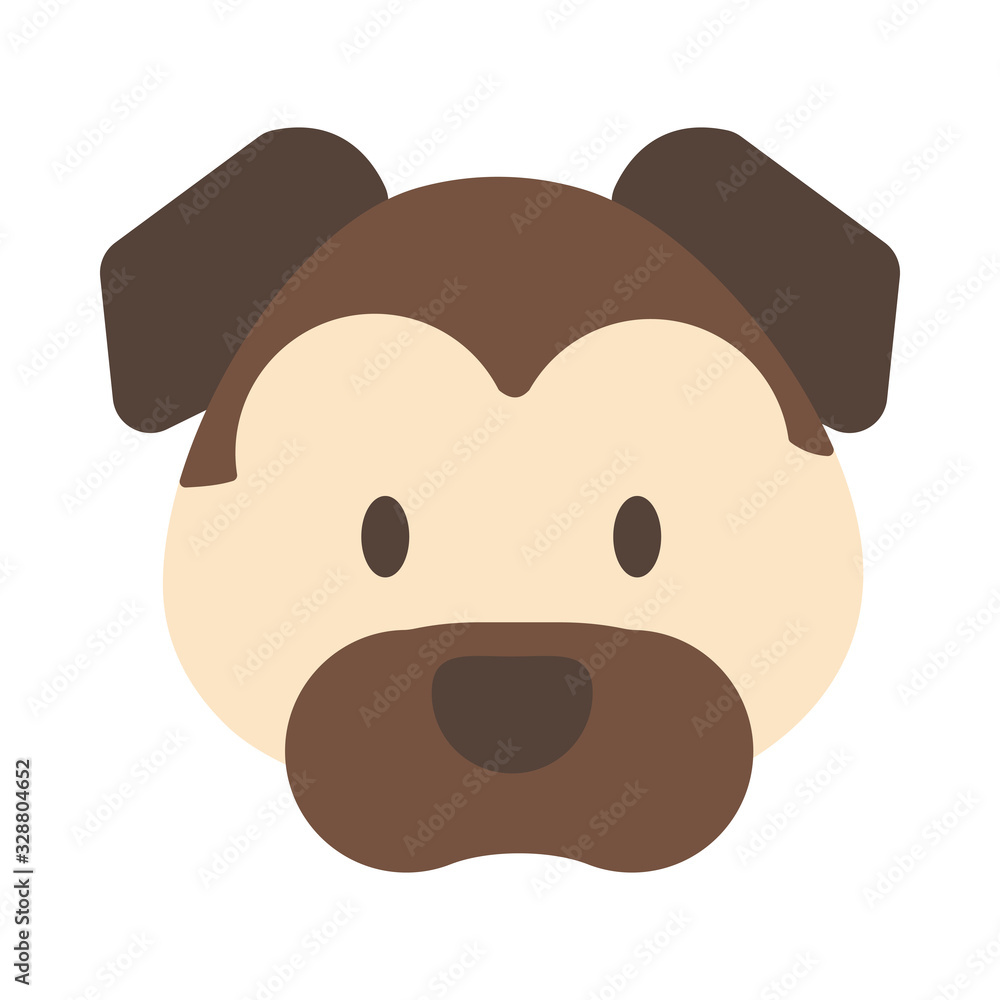 head of cute dog on white background head of cute dog on white background